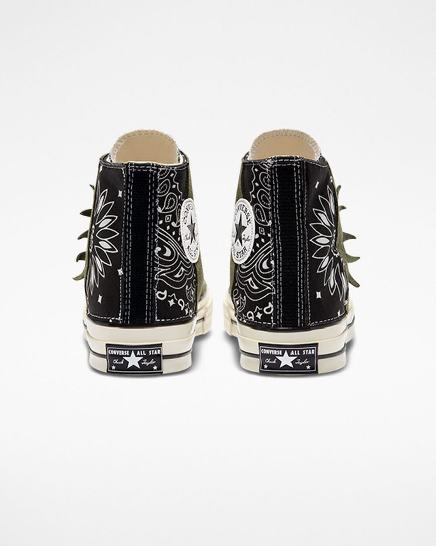 Men's Converse Chuck 70 LTD Paisley Suede High Top Shoes Black Green | AU C8630T